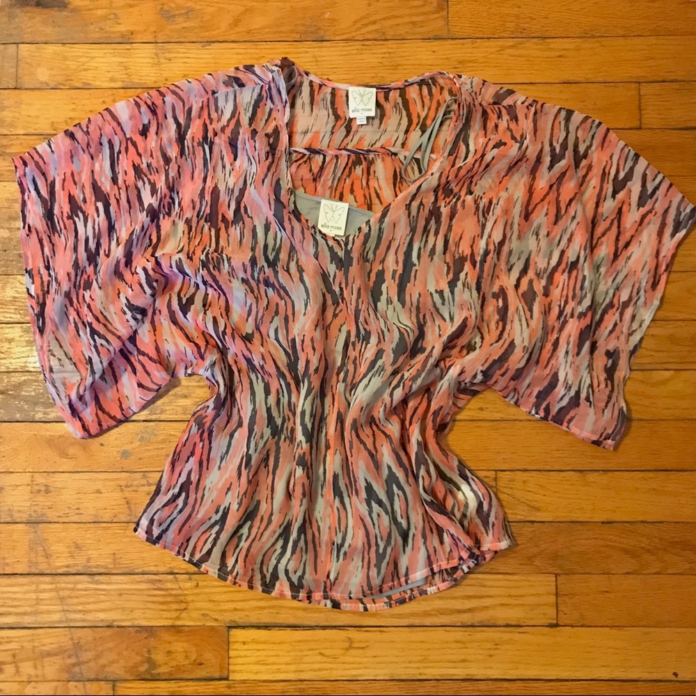 ELLA MOSS Anthropologie 100% silk kimono blouse